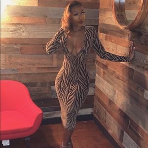 PoshByV Cassie Zebra Midi Dress